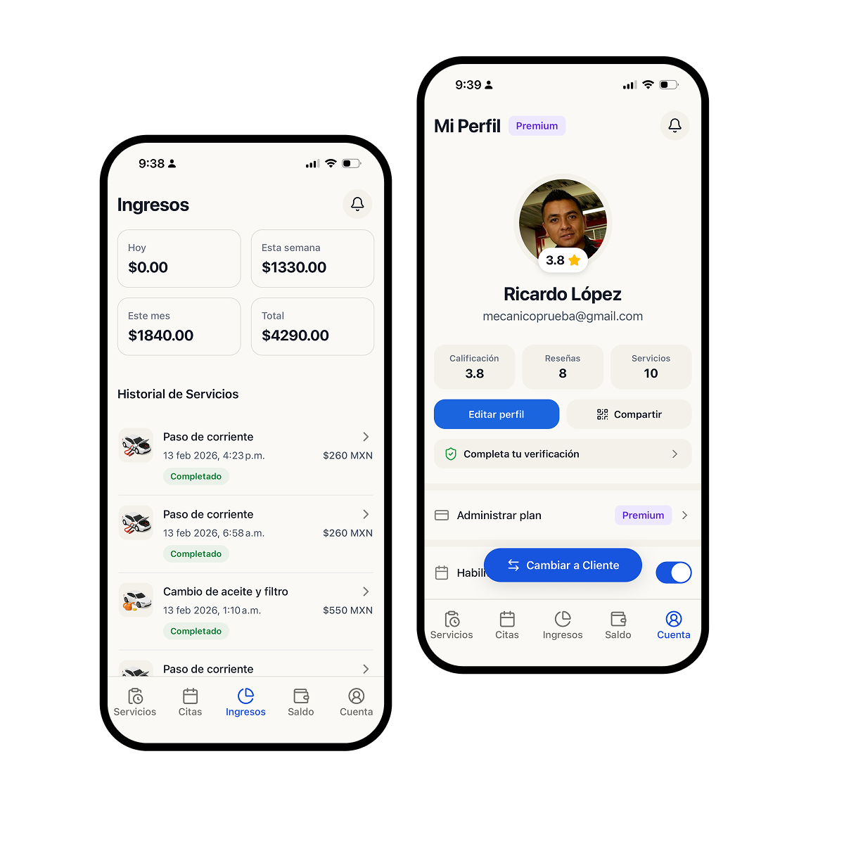 Interfaz de la app Wheelo para registro